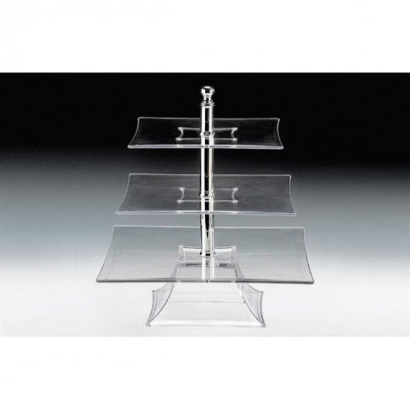 POLYCARBONAT TEPSİLİ 3  KATLI TEŞHİR STANDI(25-30-35 CM ) ürün görseli
