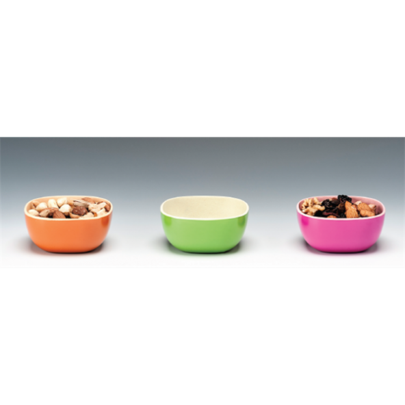 RENKLİ OVAL BAMBU ÇEREZLİK-PEMBE-ORANJ-YEŞİL ürün görseli