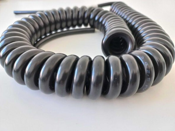 3x2.5 mm Ucu Açık Siyah Spiral Elektrik Kablosu 4 Metre