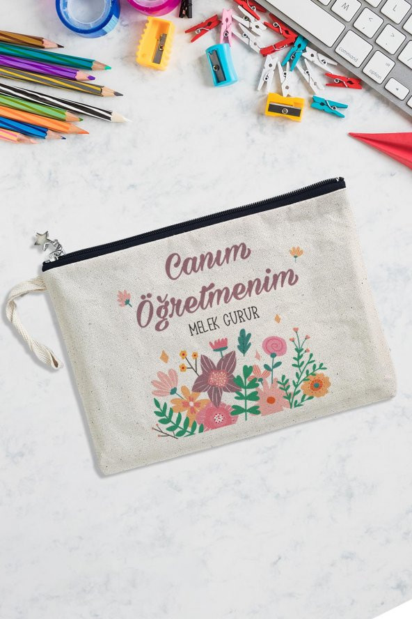 İsme Özel Canım Öğretmenim Öğretmenler Günü Hediyesi Astarlı Clutch Çanta