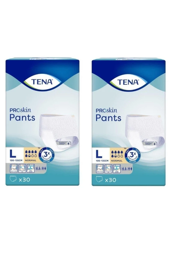 Tena Proskin Pants Normal 5.5 Damla Büyük Boy (L) Emici Külot 30'lu 2 Paket