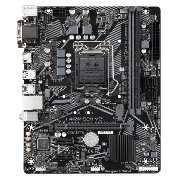 GIGABYTE H410M-S2H v2 DDR4 HDMI DVI PCIe 16X v3.0 1200p mATX - 2