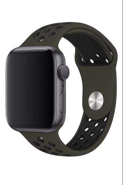 Apple Watch Series 9 45 MM Fileli Kordon Zeytin-Siyah - 3