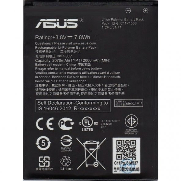 Asus Zenfone Live Go 3G G500Tg Z00Vd C11P1506 Batarya Pil