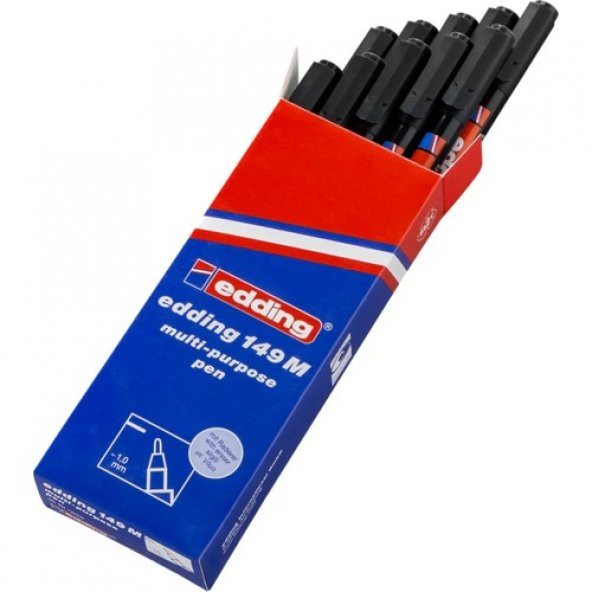 Edding 10 Adet Asetat Kalemi Silgili E-149M Siyah CD Kalemi 1 mm Permanent - 2
