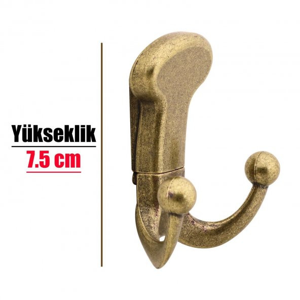 Mobilya Vestiyer Duvar Askısı Dolap Elbise Askılığı Antik Sarı Metal - 4