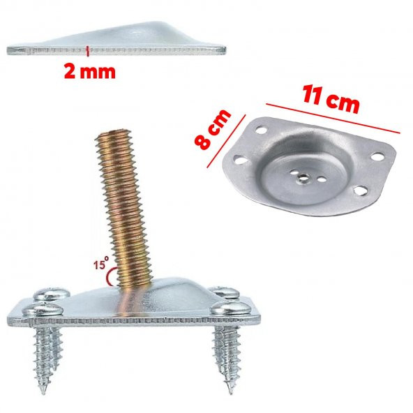 Mobilya Masa Sehpa Ayağı Bağlantı Aparatı Açılı Dereceli Ayak Tabanı Metal - 2