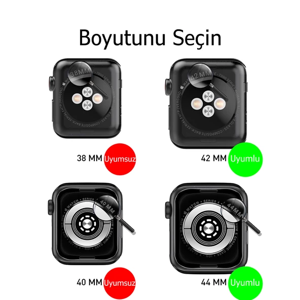 Kordon Kayış Apple Watch ile Uyumlu 42-44-45mm Alerjen İçermez Malzeme WA03 - 3
