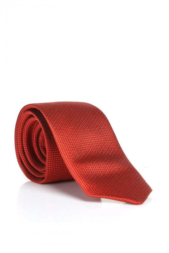 Kırmızı Slim Fit Düz Renk Dokuma Kravat / DDK-20 ürün görseli