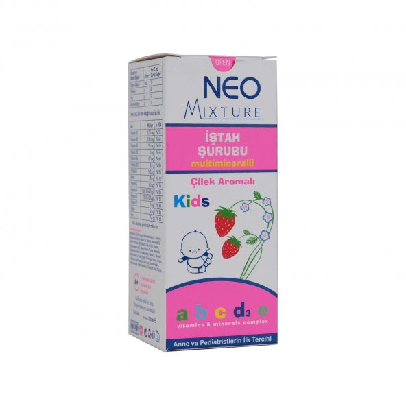 Neo Kids Mixture İştah Şurubu Çilek Aramalı A-B-C-D3-E 150 ml
