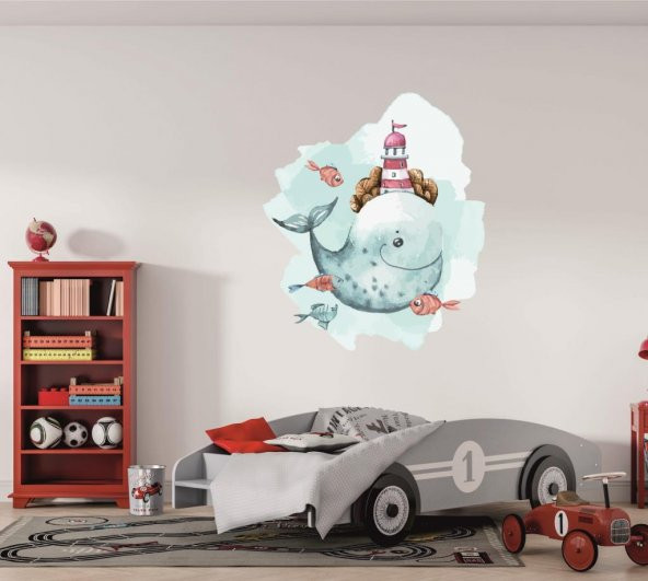 Balina Karikatür Deniz Duvar Sticker Çocuk Odası DekorasyonM1 - 2