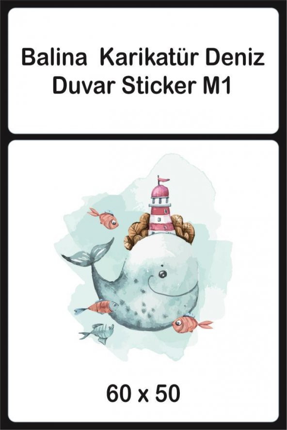 Balina Karikatür Deniz Duvar Sticker Çocuk Odası DekorasyonM1 - 5
