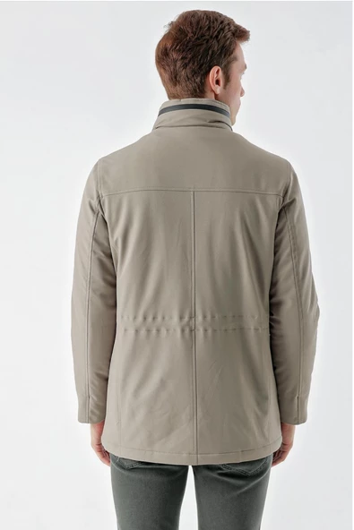 Slimfit Dik Yaka Fermuar Ve Çıtçıt Kapamalı Gizli Kapşonlu Yan Cepli Astarlı Kapitone Mont - Resim 7