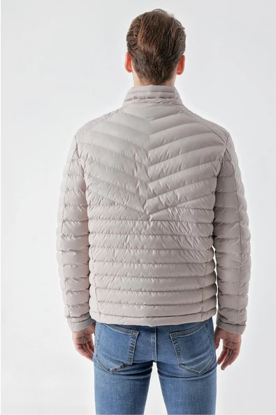 Slimfit Fermuar Kapamalı Dik Yaka Yan Fermuar Cepli İçi Renkli Kapitone Mont - Resim 7