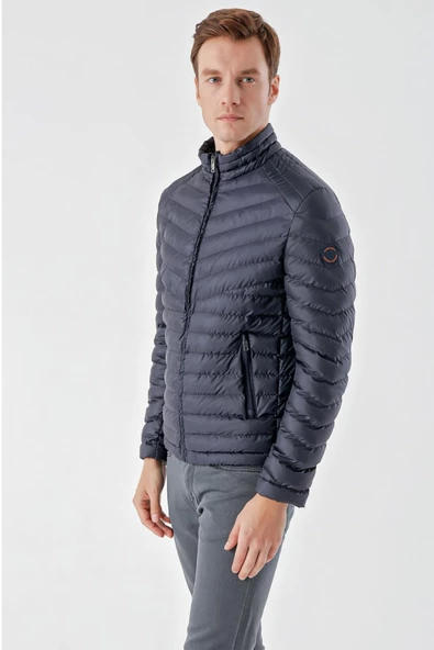 Slimfit Fermuar Kapamalı Dik Yaka Yan Fermuar Cepli İçi Renkli Kapitone Mont - Resim 12