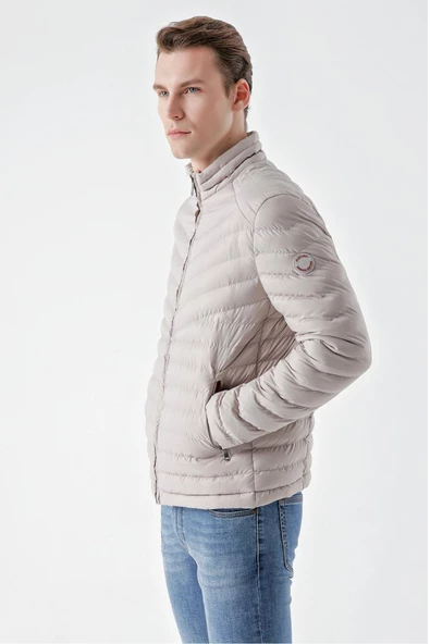 Slimfit Fermuar Kapamalı Dik Yaka Yan Fermuar Cepli İçi Renkli Kapitone Mont - Resim 5