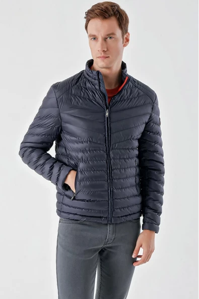 Slimfit Fermuar Kapamalı Dik Yaka Yan Fermuar Cepli İçi Renkli Kapitone Mont - Resim 10