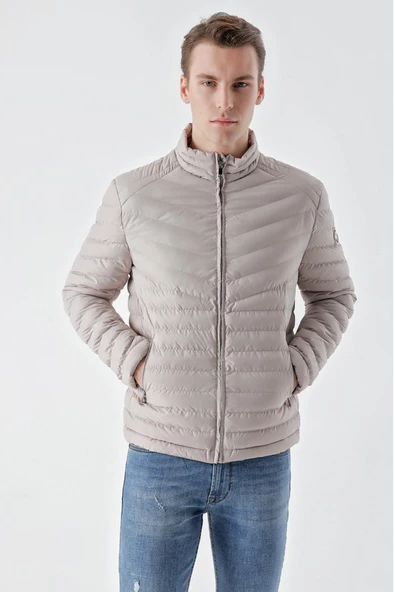 Slimfit Fermuar Kapamalı Dik Yaka Yan Fermuar Cepli İçi Renkli Kapitone Mont - Resim 4