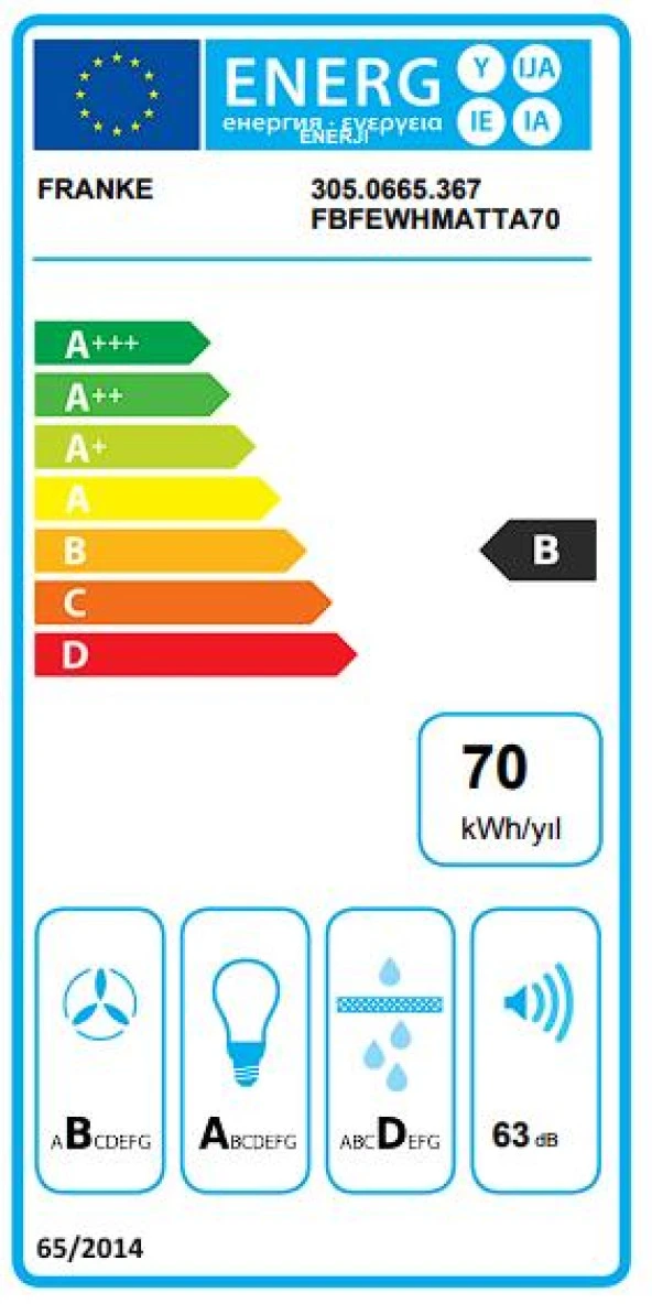 Franke FBFE WH MATT A70 Matt White Ankastre Aspratör - Resim 4
