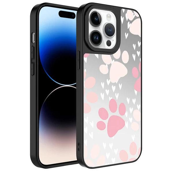Apple iPhone 14 Pro Max Kılıf Aynalı Desenli Kamera Korumalı Parlak Mirror Kapak - 11