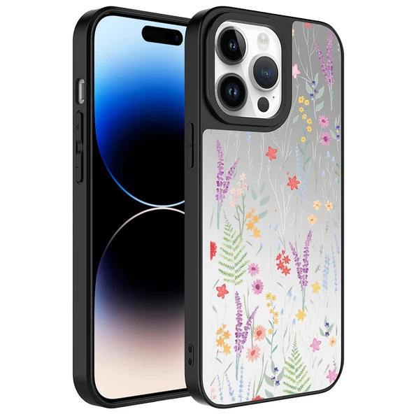 Apple iPhone 14 Pro Max Kılıf Aynalı Desenli Kamera Korumalı Parlak Mirror Kapak - 4