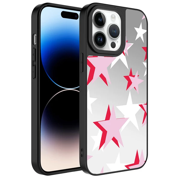 Apple iPhone 14 Pro Max Kılıf Aynalı Desenli Kamera Korumalı Parlak Mirror Kapak - 8