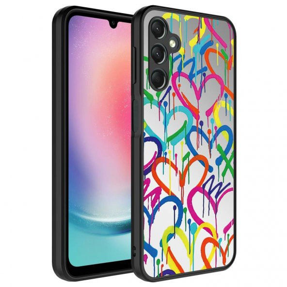 Samsung Galaxy A54 Kılıf Aynalı Desenli Kamera Korumalı Parlak Mirror Kapak - 9
