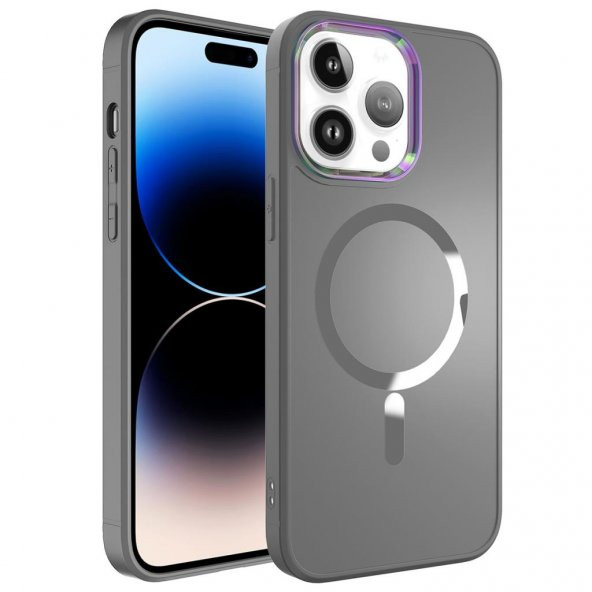 Apple iPhone 14 Pro için Magsafe ile uyumlu Kılıf Wireless Şarj Özellikli Stil Kapak - 4