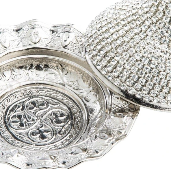 Lokumluk Kahve Yanı Çikolatalık Drajelik Dekoratif Hediyelik Sade Taş Kubbeli Lokumluk No: 2 Beyaz - 3