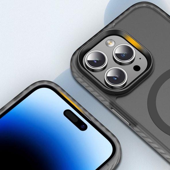 Apple iPhone 14 Pro Max Kılıf Mat Arka Yüzey Magsafe Locik Kapak - 3