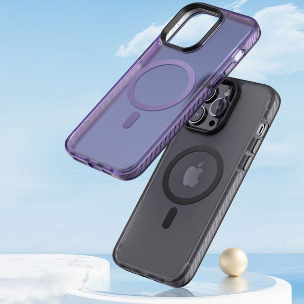 Apple iPhone 14 Pro Max Kılıf Mat Arka Yüzey Magsafe Locik Kapak - 4