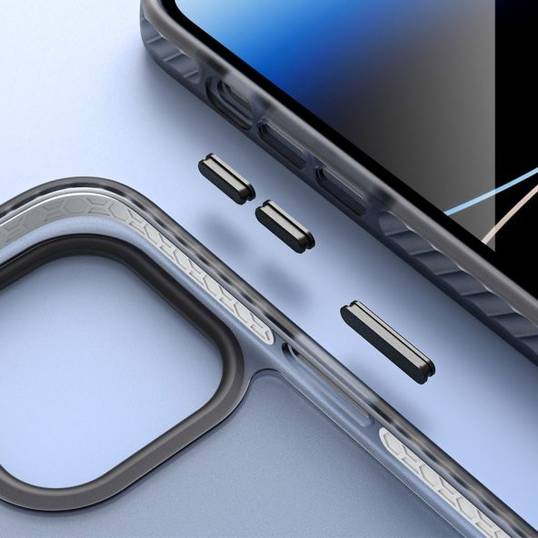 Apple iPhone 14 Pro Max Kılıf Mat Arka Yüzey Magsafe Locik Kapak - 7