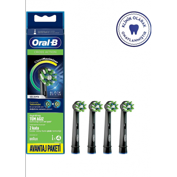 Oral-B Diş Fırçası Gelimiş Yedek Başlığı Cross Action Siyah 4adet Eb50 80024423