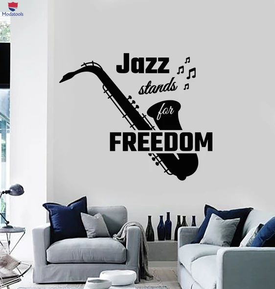 Oturma Odası, Ofis, Dükkan Duvar Sticker Caz Özgürlük Alıntı Saksafon Müzik Notlar Çıkartmalar Için Standları