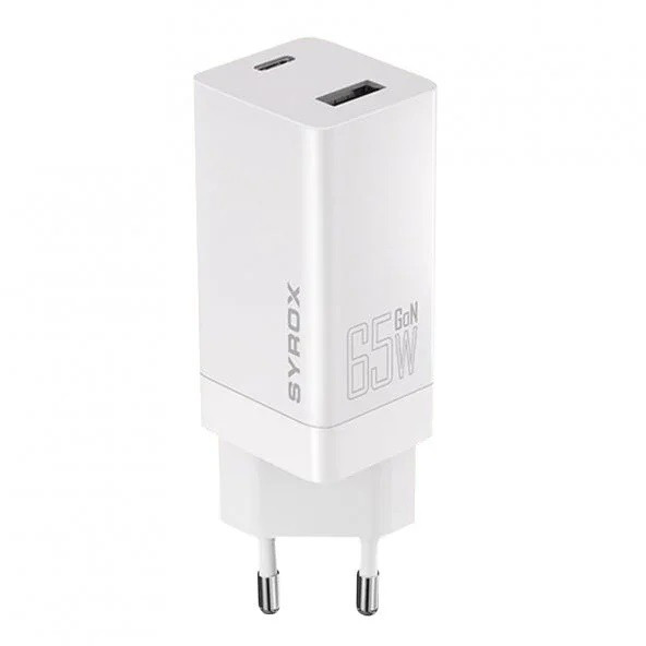 Syrox GAN65T SuperFast 65W USB 3.0 + PD GaN Type-C to Type-C Kablolu Şarj Aleti 65W Süper Hızlı Şarj Adaptörü - 5