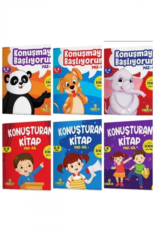 Konuşmaya Başlıyorum Ve Konuşturan Kitaplar Yaz-sil 6 Kitap 4 Kalem ürün görseli