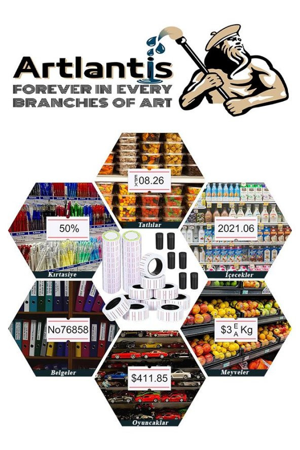 Fiyat Etiketi Beyaz 800lü 10 Paket 12x21mm Beyaz Fiyat Etiketi Mx-5500 M5500 Hg979 Motex Etiket Makinesi Yedeği - 3