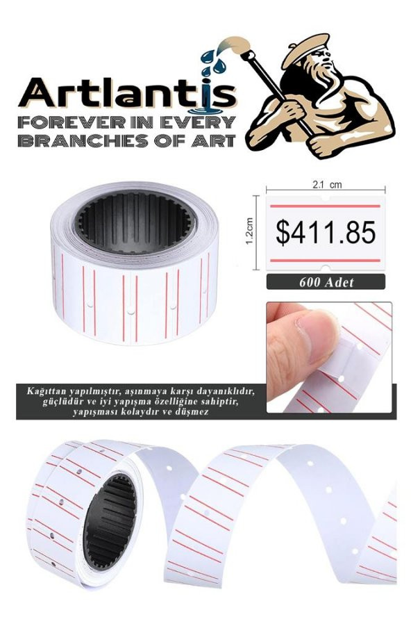 Fiyat Etiketi Beyaz 800lü 20 Paket 12x21mm Beyaz Fiyat Etiketi Mx-5500 M5500 Hg979 Motex Etiket Makinesi Yedeği - 2