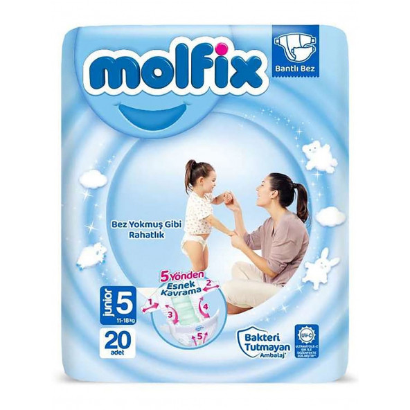 Molfix 5 Beden Junior 20'li Bebek Bezi ürün görseli 1