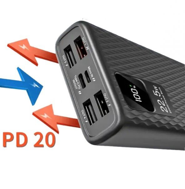 Joko A29Q 22.5W-15W Usb 20W Type-C PD 20.000 mAh  Powerbank - 6