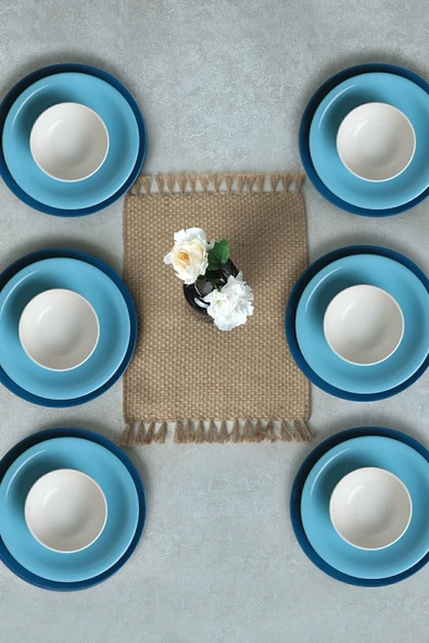 Keramika Blue Mix Yemek Takımı 18 Parça 6 Kişilik 031-413-420 - Resim 6