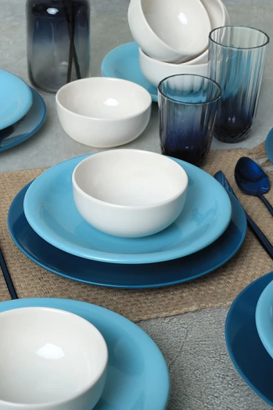 Keramika Blue Mix Yemek Takımı 18 Parça 6 Kişilik 031-413-420 - Resim 3