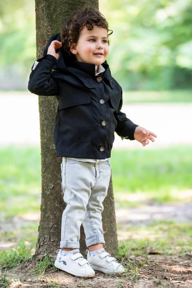 Kapüşonlu Cepli Erkek Çocuk Trençkot Takım   (39769093) - 4