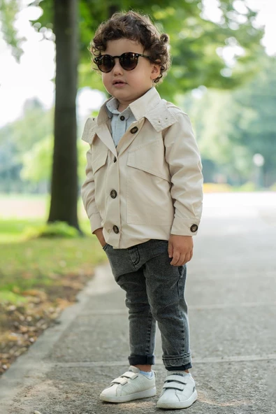 Kapüşonlu Cepli Erkek Çocuk Trençkot Takım   (39769093) - 2