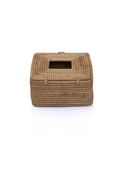 Meander Rattan El Yapımı Kare Büyük Boy Peçetelik 18x18x13cm 8923