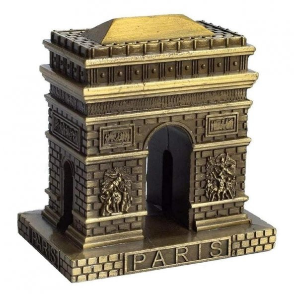 Vintage Metal Fransa Paris Zafer Kemeri Biblo Antik Bronz 8 cm - Resim 2