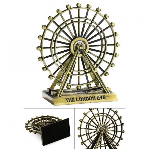 Vintage Metal İngiltere London Eye Biblo Antik Bronz 9 cm - Resim 3