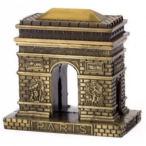 Vintage Metal Fransa Paris Zafer Kemeri Biblo Antik Bronz 8 cm - Resim 4