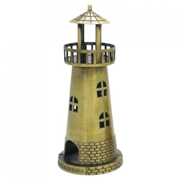 Vintage Metal Deniz Feneri Biblo Antik Bronz 18 cm ürün görseli 1