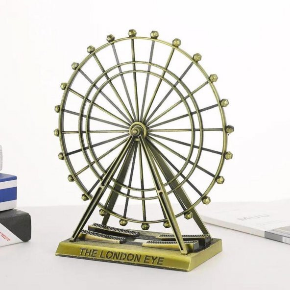 Vintage Metal İngiltere London Eye Biblo Antik Bronz 15 cm - 4